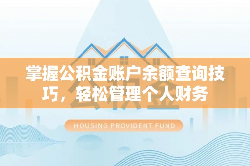 龙川掌握公积金账户余额查询技巧，轻松管理个人财务